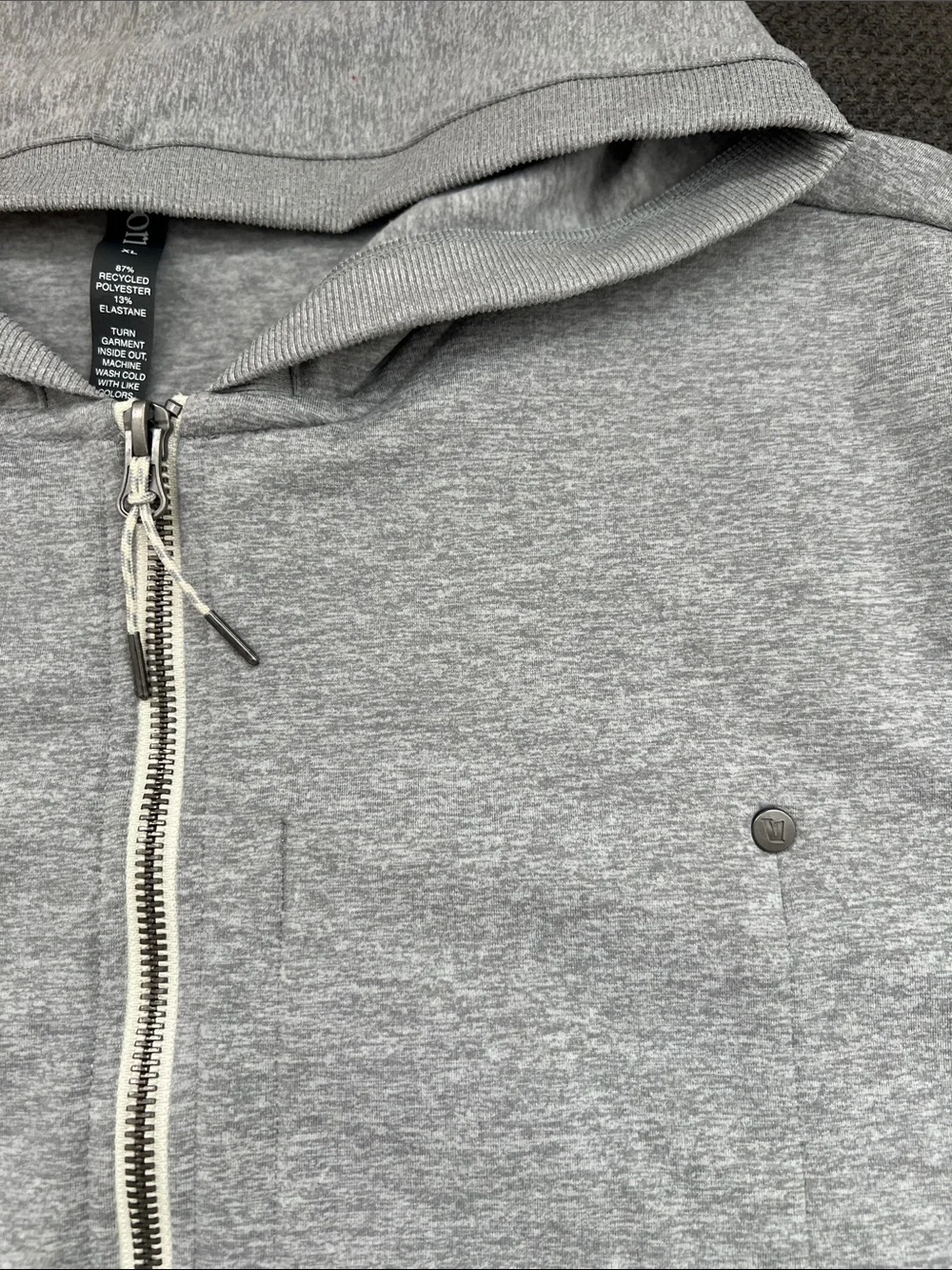 Vuori Heather Gray Full-Zip Hooded Sweater